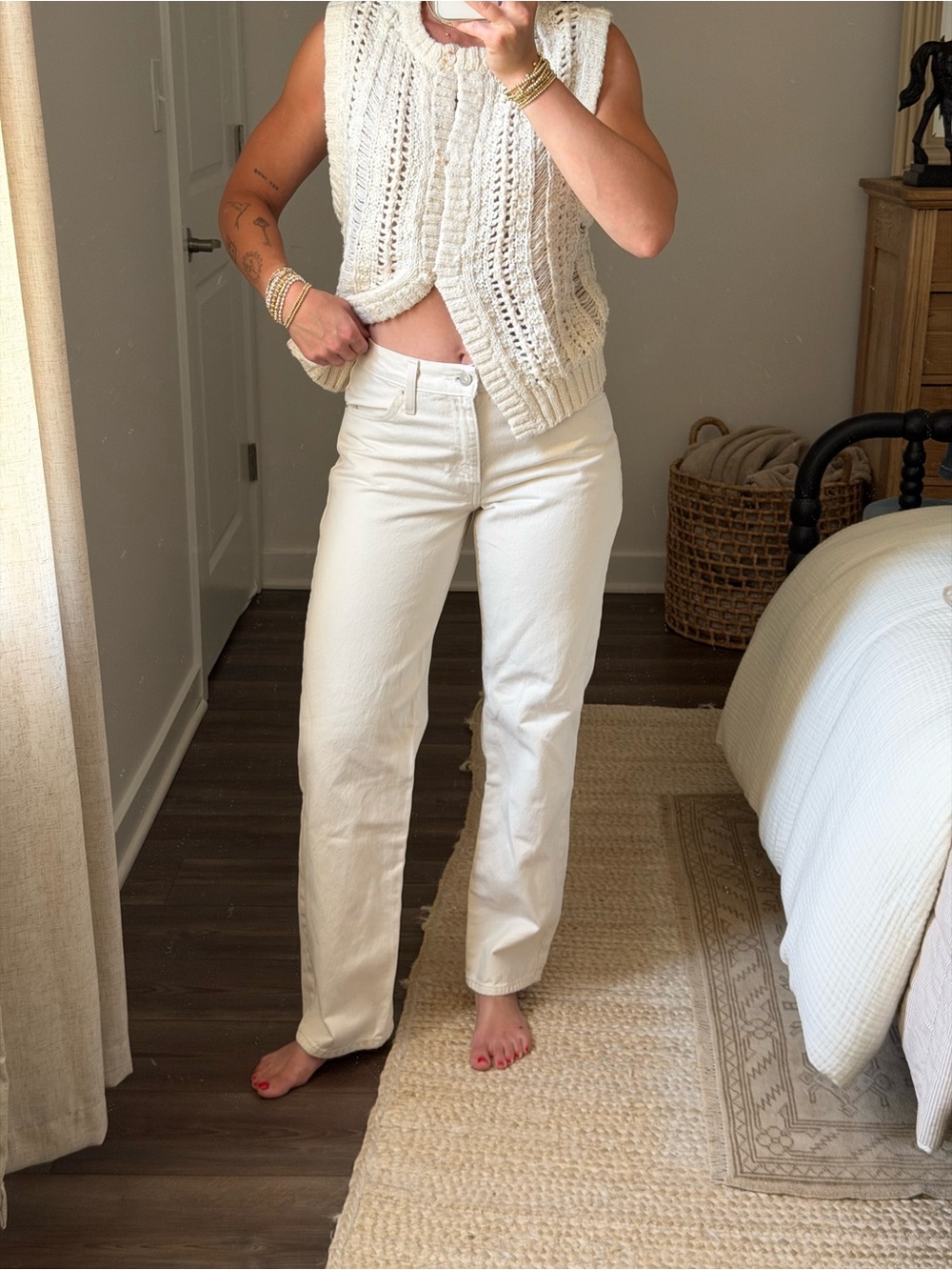 Levi's Cream Straight Leg Jeans for Women
